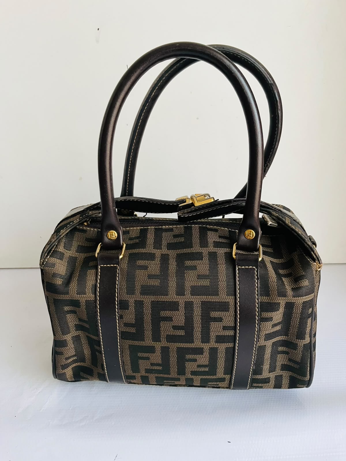 Fendi Zucca Canvas Boston Bag